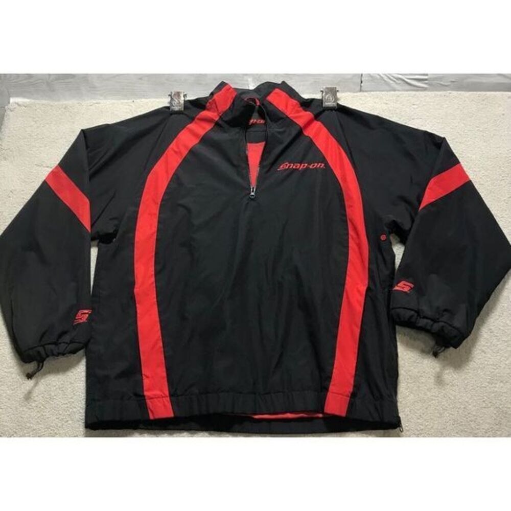 Snap-on‎ Tools Official Mechanic Full Windbreaker Jacket Black Red Work Wear Zip